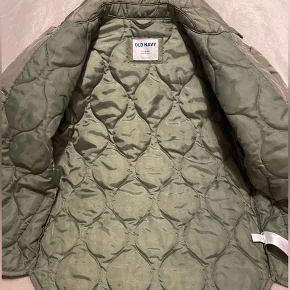 Old Navy Girl’s Water Resistant Quilt Jacket Olive Green Size Large (10-12) - Picture 3 of 4